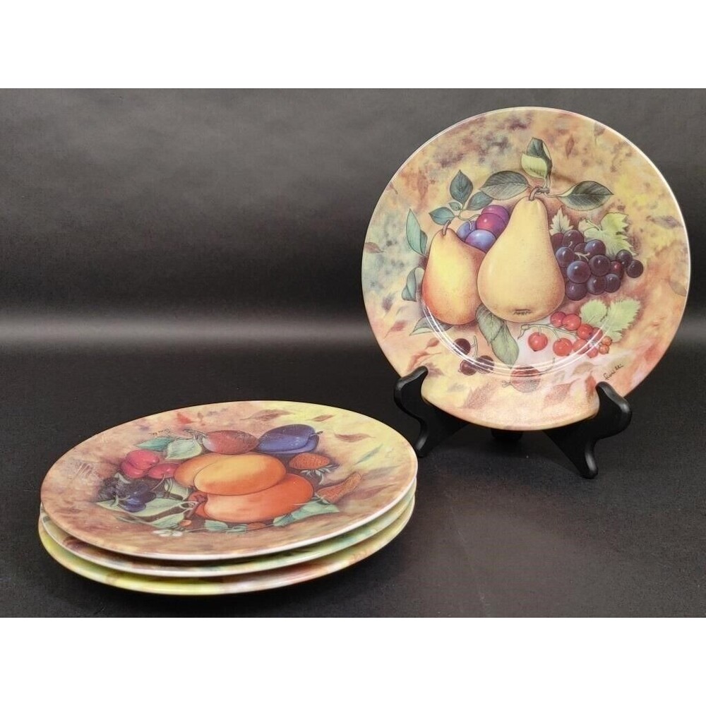 I Godinger & Co Salad Plates Set of 4 Assorted Fruit Floral Motifs Amalfi Boho
